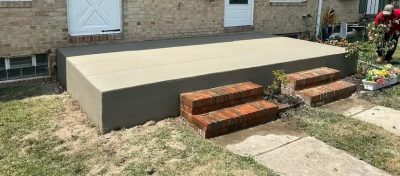 Alternate view of concrete porch installation