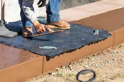 stamped concrete process in progress by a concrete company in glen burnie md